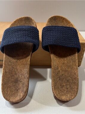 The Sak Mendocino Crochet Slide Sandals In Dark Blue Size 8 Colorful Summer Wear